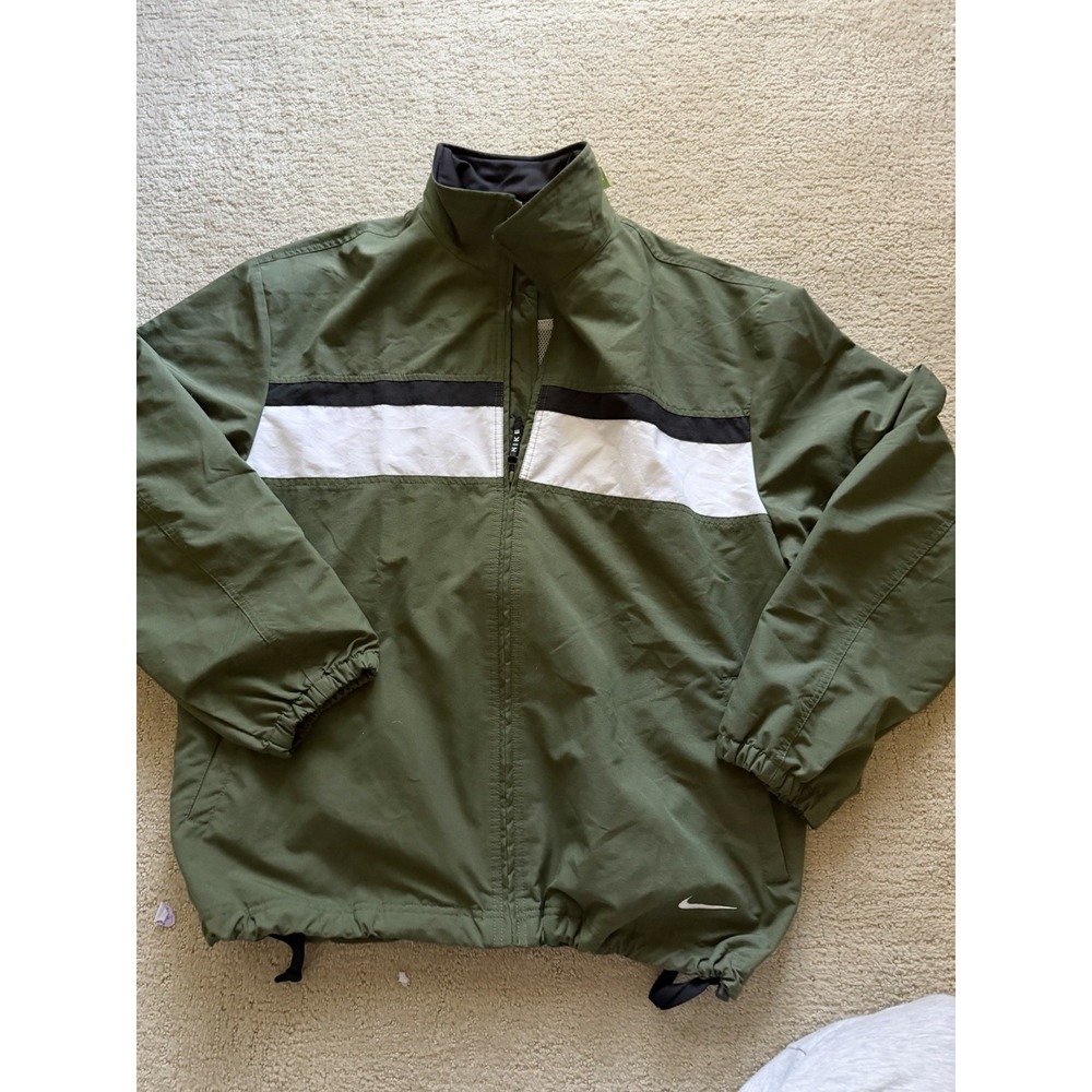 VINTAGE Nike Jacket Mens Large L Green Full Zip Windbreaker Lightweight